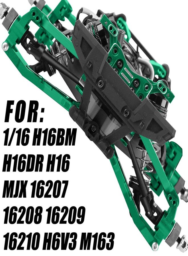 hopsupRC Upgrade Parts for 1/16 H16BM H16DR H16 MJX 16207 16208 16209 16210 H6V3,M163,RC Shock& Arms&Drive Shaft CVD&Steering Knuckle Kit&Shock Tower&Adjustable Links&Steering Block,Green - Image 2